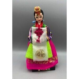 Traditional‎ Korean Hanbok Doll Bride Bright Colors Display